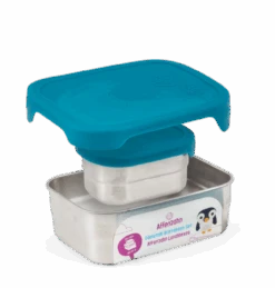 AFFENZAHN AFZ-LBX-001-347 Edelstahl-Brotdosen-Set Hai Silber Petrol